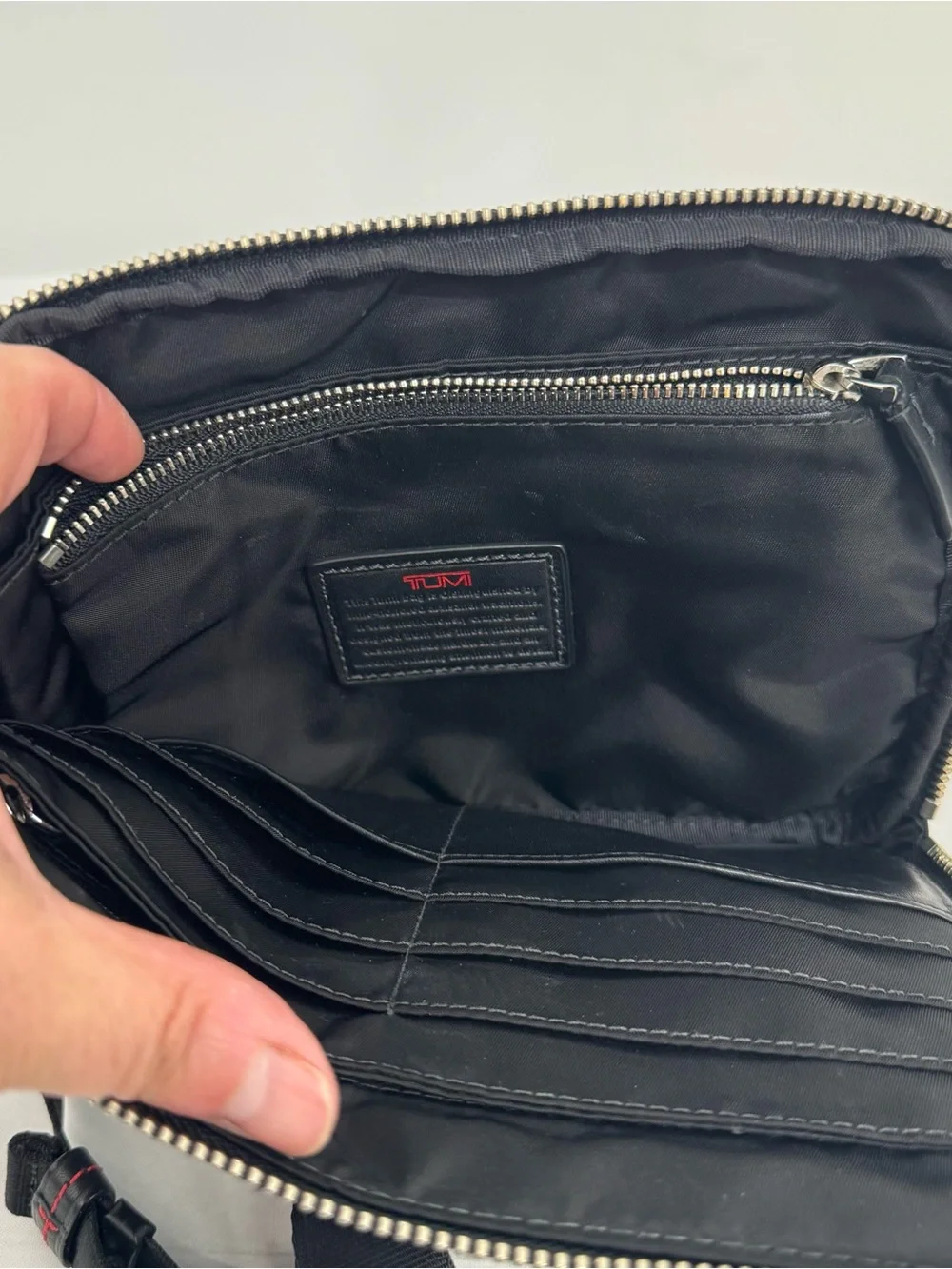 TUMI Belt Bag Fanny Pack Black Nylon Voyageur Adjustable Strap Unisex Adult
